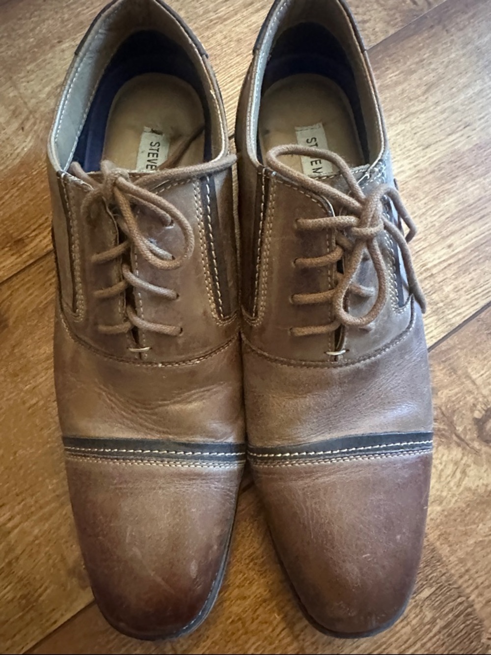 Steve Madden Men's Brown Leather Lace-Up Dress Shoes Mens 11